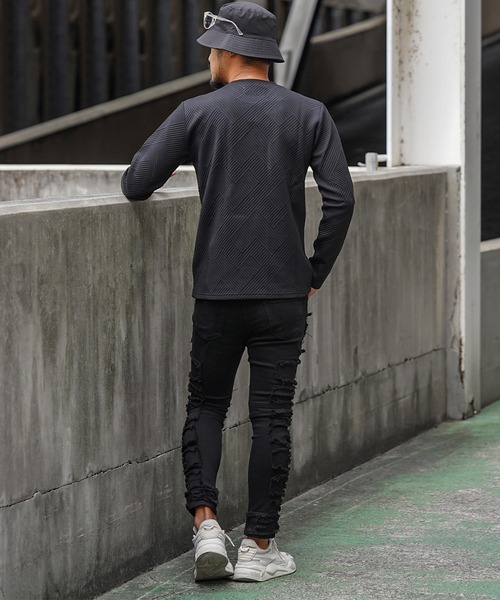 adamsJUGGLER(アダムスジャグラー)の「RTEG/ニットロングティー(Tシャツ/カットソー・メンズ・ブラック/ホワイト・XXL/S/M/L/XL)」の4枚目の写真