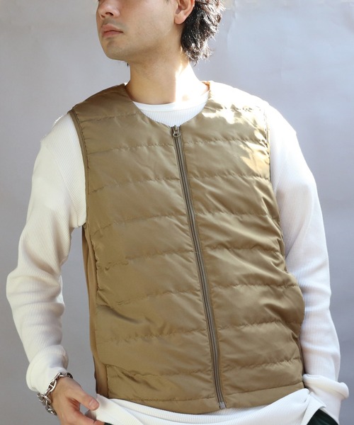 ８(eight)（エイト）の「ダウンZIPベスト（ダウンベスト・メンズ・ブラック/チャコールグレー/ベージュ/ネイビー/カーキ・MEDIUM/X-LARGE/LARGE）」の4枚目の写真