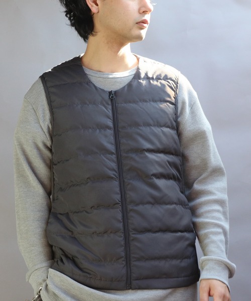 ８(eight)（エイト）の「ダウンZIPベスト（ダウンベスト・メンズ・ブラック/チャコールグレー/ベージュ/ネイビー/カーキ・MEDIUM/X-LARGE/LARGE）」の3枚目の写真