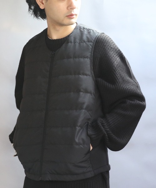 ８(eight)（エイト）の「ダウンZIPベスト（ダウンベスト・メンズ・ブラック/チャコールグレー/ベージュ/ネイビー/カーキ・MEDIUM/X-LARGE/LARGE）」の2枚目の写真
