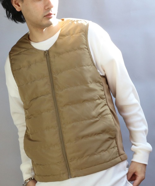 ８(eight)（エイト）の「ダウンZIPベスト（ダウンベスト・メンズ・ブラック/チャコールグレー/ベージュ/ネイビー/カーキ・MEDIUM/X-LARGE/LARGE）」の17枚目の写真