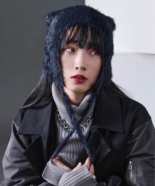 EDID. FOR LULU アルパカMIXシャギーニットキャップ　ブラック edit for lulu アルパカMIXシャギーニットキャップ