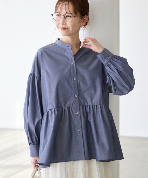 ROPE' PICNIC（ロペピクニック）の「【花粉ガード・防シワ】ギャザーシャツブラウス（シャツ/ブラウス・レディース・ピンク/オフホワイト/ブルー/ネイビー・38）」の2枚目の写真