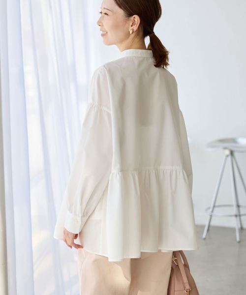 ROPE' PICNIC（ロペピクニック）の「【花粉ガード・防シワ】ギャザーシャツブラウス（シャツ/ブラウス・レディース・ピンク/オフホワイト/ブルー/ネイビー・38）」の10枚目の写真