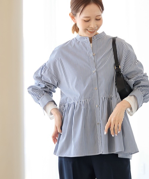 ROPE' PICNIC（ロペピクニック）の「【花粉ガード・防シワ】ギャザーシャツブラウス（シャツ/ブラウス・レディース・ピンク/オフホワイト/ブルー/ネイビー・38）」の14枚目の写真