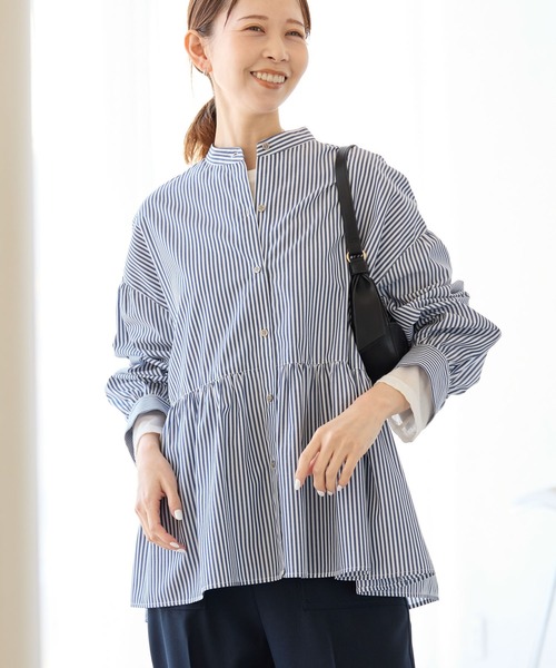 ROPE' PICNIC（ロペピクニック）の「【花粉ガード・防シワ】ギャザーシャツブラウス（シャツ/ブラウス・レディース・ピンク/オフホワイト/ブルー/ネイビー・38）」の15枚目の写真