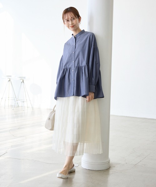 ROPE' PICNIC（ロペピクニック）の「【花粉ガード・防シワ】ギャザーシャツブラウス（シャツ/ブラウス・レディース・ピンク/オフホワイト/ブルー/ネイビー・38）」の19枚目の写真