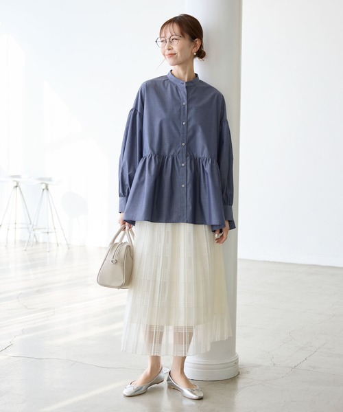 ROPE' PICNIC（ロペピクニック）の「【花粉ガード・防シワ】ギャザーシャツブラウス（シャツ/ブラウス・レディース・ピンク/オフホワイト/ブルー/ネイビー・38）」の20枚目の写真