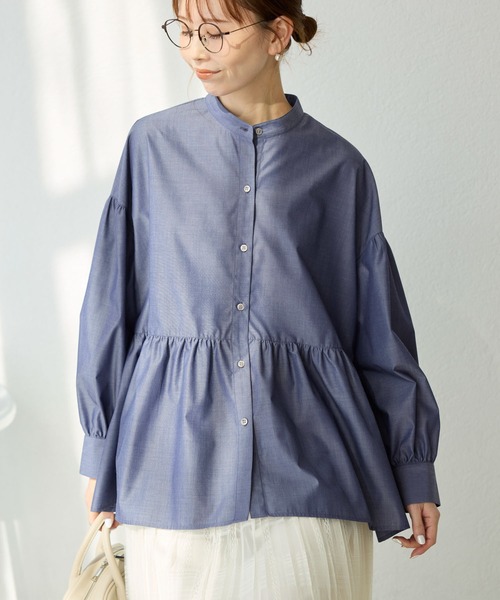 ROPE' PICNIC（ロペピクニック）の「【花粉ガード・防シワ】ギャザーシャツブラウス（シャツ/ブラウス・レディース・ピンク/オフホワイト/ブルー/ネイビー・38）」の21枚目の写真