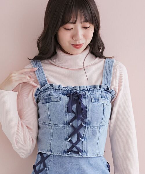 MAJESTIC LEGON(マジェスティックレゴン)の「フロントレースアップビスチェ(キャミソール・レディース・サックスブルー/ブルー/ホワイト系その他2/グレー系その他・MEDIUM)」の10枚目の写真
