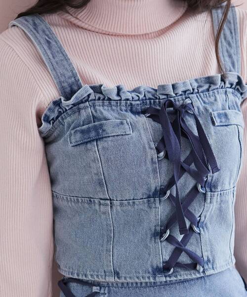 MAJESTIC LEGON(マジェスティックレゴン)の「フロントレースアップビスチェ(キャミソール・レディース・サックスブルー/ブルー/ホワイト系その他2/グレー系その他・MEDIUM)」の13枚目の写真