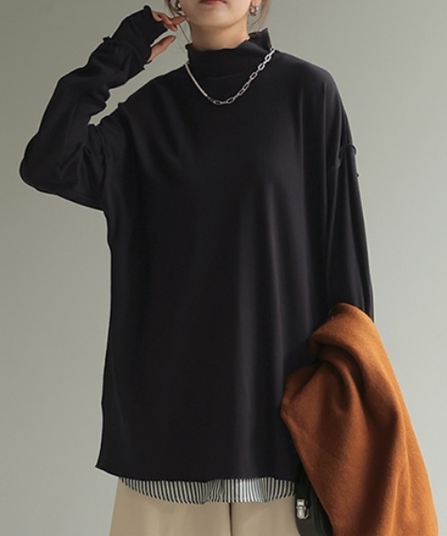 HUG.U(ハグユー)の「体感+3.2℃ 吸湿発熱メロートップス(その他トップス・レディース・ブラック/アイボリー/モカ/テラコッタ・FREE)」の1枚目の写真