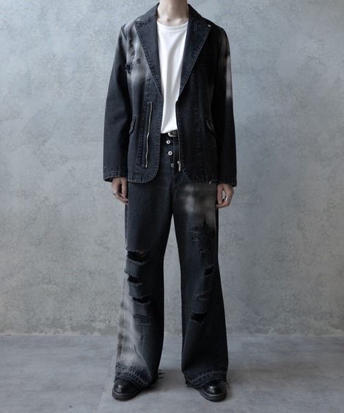 PHILTHEORY(フィルセオリー)の「Bleach & paint gimmick denim pants/ブリーチ&ペイントギミックデニムパンツ(デニムパンツ・メンズ・ブラック系/ブラック・1/3/2)」の22枚目の写真