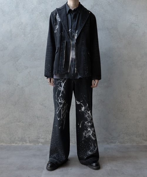 PHILTHEORY(フィルセオリー)の「Bleach & paint gimmick denim pants/ブリーチ&ペイントギミックデニムパンツ(デニムパンツ・メンズ・ブラック系/ブラック・1/3/2)」の11枚目の写真