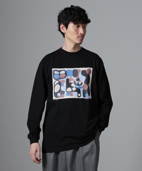 nano universe 長袖Tシャツ NANO universe tシャツ Eiji×nano・universeプリント 黒Tシャツ