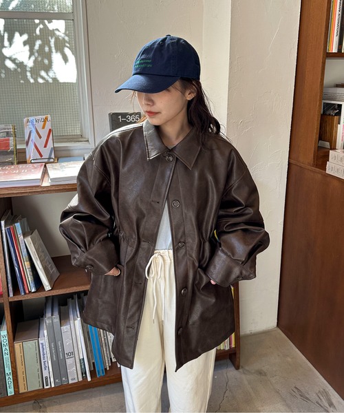 PILIT（ピリット）の「レザードロストカバーオール（カバーオール・レディース・ブラック/アイボリー/ブラウン・MEDIUM）」の4枚目の写真