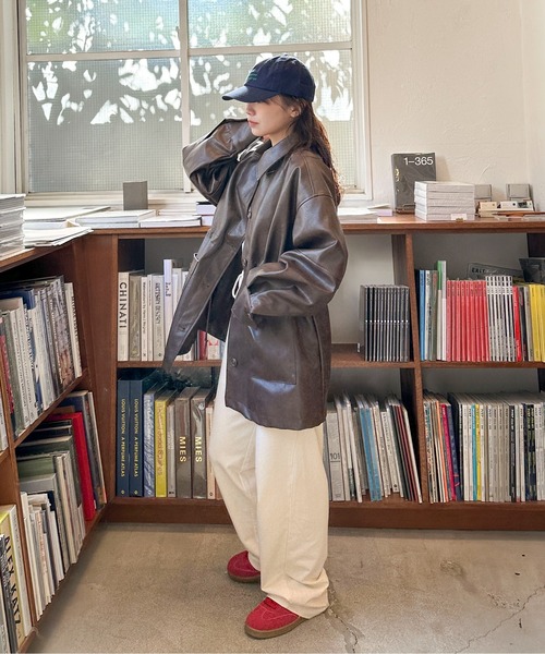 PILIT（ピリット）の「レザードロストカバーオール（カバーオール・レディース・ブラック/アイボリー/ブラウン・MEDIUM）」の9枚目の写真