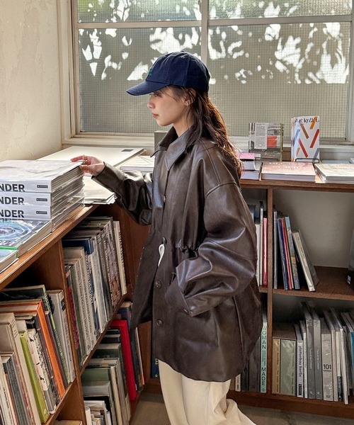 PILIT（ピリット）の「レザードロストカバーオール（カバーオール・レディース・ブラック/アイボリー/ブラウン・MEDIUM）」の10枚目の写真