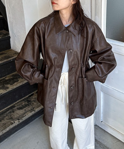 PILIT（ピリット）の「レザードロストカバーオール（カバーオール・レディース・ブラック/アイボリー/ブラウン・MEDIUM）」の15枚目の写真