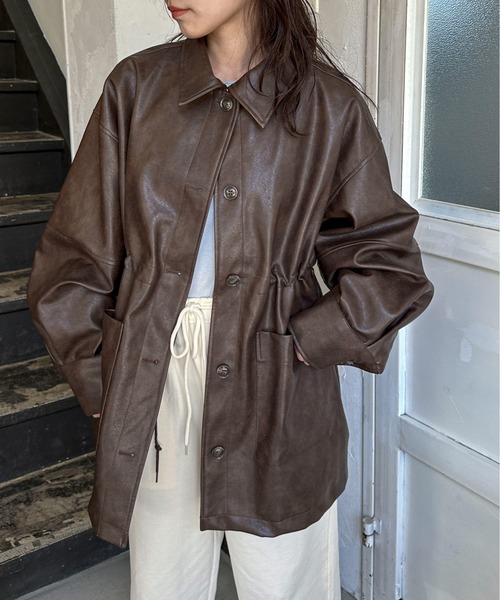 PILIT（ピリット）の「レザードロストカバーオール（カバーオール・レディース・ブラック/アイボリー/ブラウン・MEDIUM）」の16枚目の写真