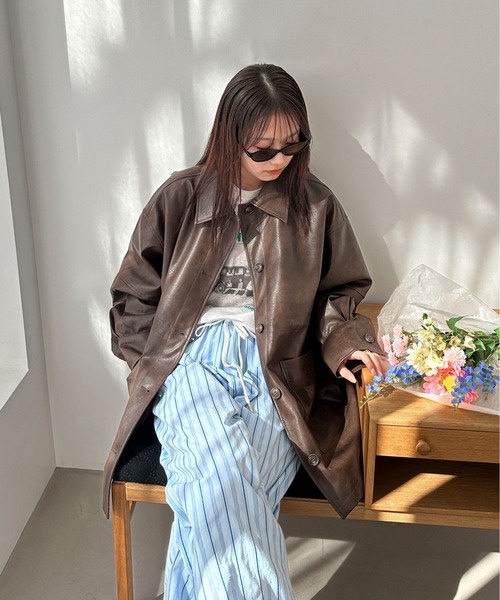 PILIT（ピリット）の「レザードロストカバーオール（カバーオール・レディース・ブラック/アイボリー/ブラウン・MEDIUM）」の20枚目の写真