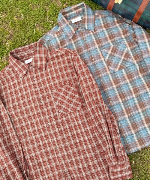 INTER FACTORY（インターファクトリー）の「りゅうせい - ロングスリーブカットオフチェックシャツ -  made in INTER FACTORY（シャツ/ブラウス・メンズ・ブルー/レッド・MEDIUM/LARGE）」の15枚目の写真