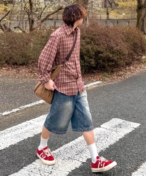 りゅうせい - ロングスリーブカットオフチェックシャツ INTER FACTORY（インターファクトリー）の「りゅうせい - ロング