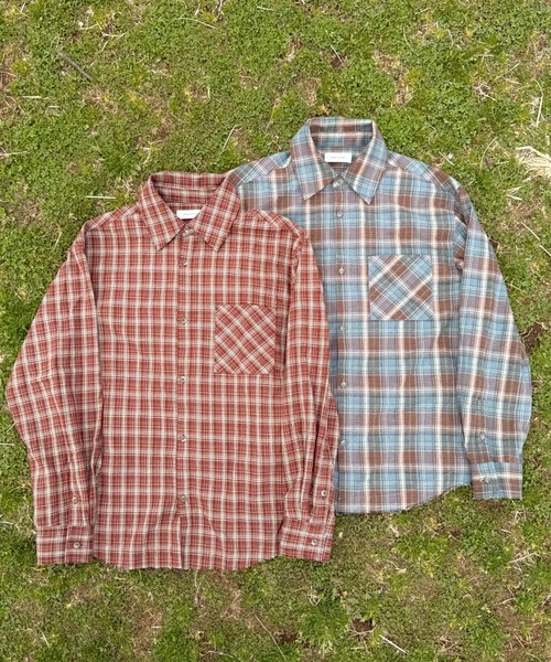 INTER FACTORY（インターファクトリー）の「りゅうせい - ロングスリーブカットオフチェックシャツ -  made in INTER FACTORY（シャツ/ブラウス・メンズ・ブルー/レッド・MEDIUM/LARGE）」の14枚目の写真