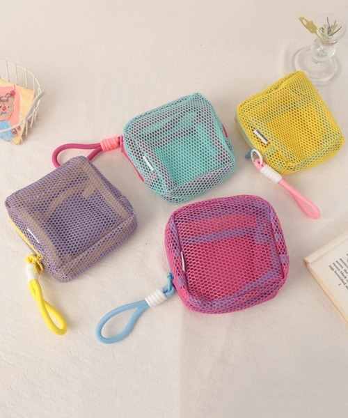 メッシュポーチ　ストラップ プラシャープ・ストラップ付きメッシュフラットポーチ｜最安値￥229