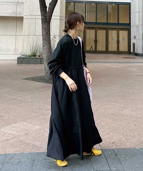 CORNERS(コーナーズ)の「【CORNERS by KR】長袖スウェットドッキングワンピース(ワンピース・レディース・ブラック/オートミール/ネイビー・M/L)」の4枚目の写真