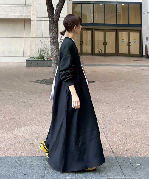 CORNERS(コーナーズ)の「【CORNERS by KR】長袖スウェットドッキングワンピース(ワンピース・レディース・ブラック/オートミール/ネイビー・M/L)」の5枚目の写真