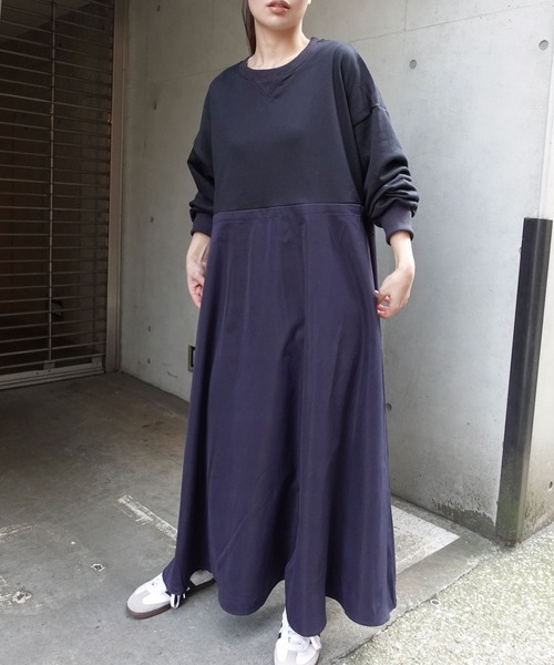 CORNERS(コーナーズ)の「【CORNERS by KR】長袖スウェットドッキングワンピース(ワンピース・レディース・ブラック/オートミール/ネイビー・M/L)」の11枚目の写真