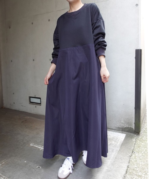 CORNERS(コーナーズ)の「【CORNERS by KR】長袖スウェットドッキングワンピース(ワンピース・レディース・ブラック/オートミール/ネイビー・M/L)」の12枚目の写真