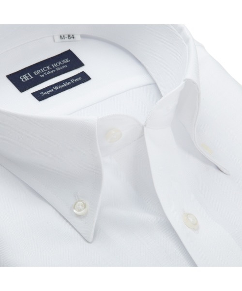 TOKYO SHIRTS(トウキョウシャツ)の「超形態安定ノーアイロン ボタンダウン 長袖ビジネスワイシャツ(ビジネスシャツ・メンズ・ホワイト・首回り39cm-裄丈80cm/首回り39cm-裄丈84cm/首回り41cm-裄丈82cm/首回り41cm-裄丈86cm/首回り42cm-裄丈82cm/首回り42cm-裄丈86cm/首回り43cm-裄丈82cm/首回り43cm-裄丈86cm/首回り37cm-裄丈84cm/首回り37cm-裄丈80cm)」の2枚目の写真