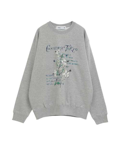 CONVERSE TOKYO（コンバーストウキョウ）の「【限定展開】LILY FLOWER PRINT SWEAT（スウェット・レディース・オリーブ/ブラック/杢グレー・MEDIUM/SMALL）」の2枚目の写真