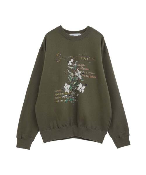 CONVERSE TOKYO（コンバーストウキョウ）の「【限定展開】LILY FLOWER PRINT SWEAT（スウェット・レディース・オリーブ/ブラック/杢グレー・MEDIUM/SMALL）」の3枚目の写真