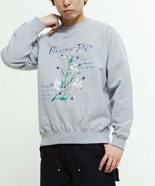 CONVERSE TOKYO（コンバーストウキョウ）の「【限定展開】LILY FLOWER PRINT SWEAT（スウェット・レディース・オリーブ/ブラック/杢グレー・MEDIUM/SMALL）」の4枚目の写真