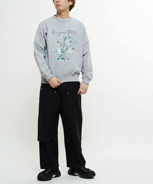 CONVERSE TOKYO（コンバーストウキョウ）の「【限定展開】LILY FLOWER PRINT SWEAT（スウェット・レディース・オリーブ/ブラック/杢グレー・MEDIUM/SMALL）」の7枚目の写真
