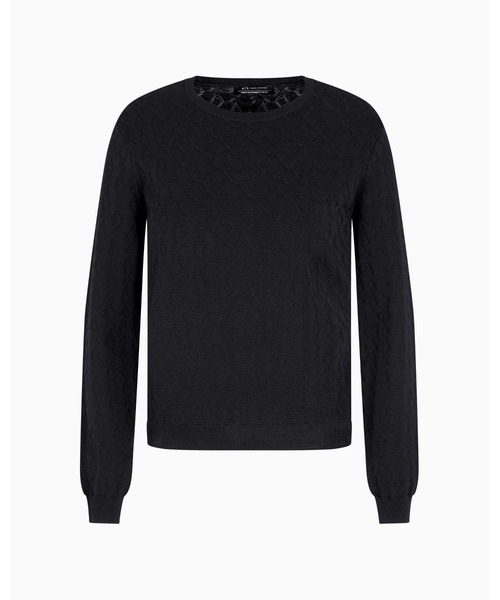 ARMANI EXCHANGE(アルマーニエクスチェンジ)の「【A|X アルマーニ エクスチェンジ】オールオーバーロゴ ラウンドネックニットプルオーバー(EC限定カラー含)(ニット/セーター・レディース・ブラック・LARGE/MEDIUM/X-SMALL/SMALL)」の4枚目の写真