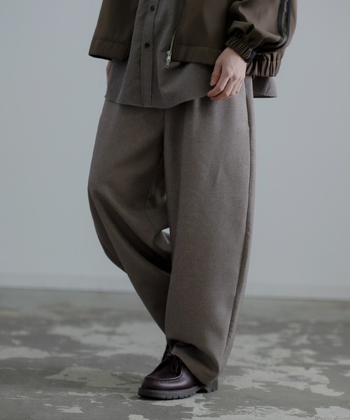 セール】ワイド タック カーブパンツ（スラックス）｜improves