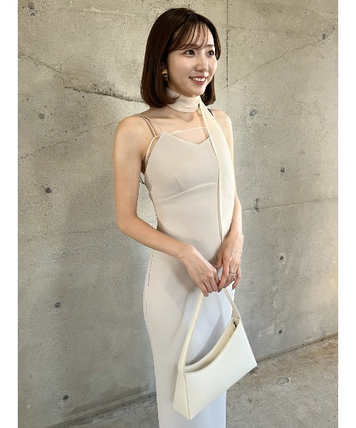 anuans シアーレイヤーキャミワンピース　グレイッシュベージュ　S　完売品 シアーレイヤーキャミワンピース（ワンピース）｜anuans（ア