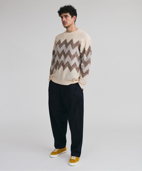 Saturdays NYC（サタデーズ ニューヨークシティ ）の「Greg Spike Sweater（ニット/セーター・メンズ・チャコールグレー/オフホワイト・M/S）」の3枚目の写真