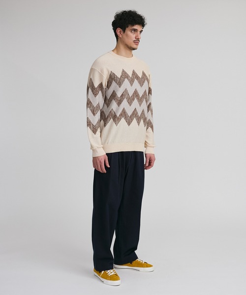Saturdays NYC（サタデーズ ニューヨークシティ ）の「Greg Spike Sweater（ニット/セーター・メンズ・チャコールグレー/オフホワイト・M/S）」の6枚目の写真