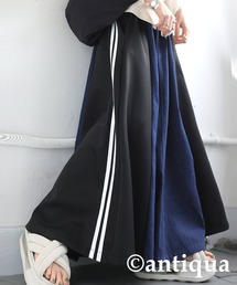 antiqua（アンティカ）の「デニム切り替えフレアスカート（スカート）」