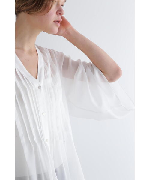 極美品　LE PHIL ルフィル　シアーブラウス シャツ フリーサイズ LE PHIL ブラウス シャツ シアータックブラウス レディース