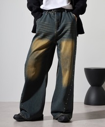 Studded wide baggy denim pants / スタッズワイドバギーデニムパンツ unisex