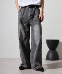 Studded wide baggy denim pants / スタッズワイドバギーデニムパンツ unisex
