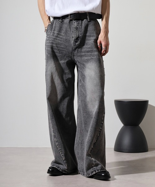 BOFF デニムパンツ ワイド baggy B系 Y2K スタッズ スケーター BOFF デニムパンツ ワイド baggy B系 Y2K スタッズ スケーター BOFF