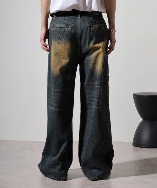 Studded wide baggy denim pants / スタッズワイドバギーデニムパンツ