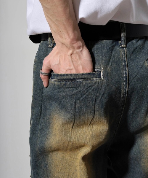 Studded wide baggy denim pants / スタッズワイドバギーデニムパンツ